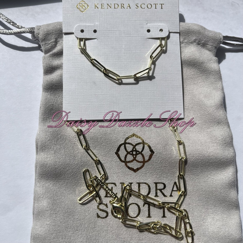 ✨Defective Kendra Scott Courtney Paperclip Necklace Fashion Jewelry Gold New ✨ - Picture 7 of 8